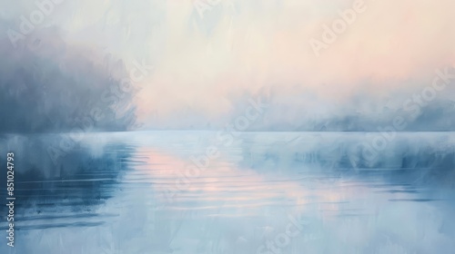 Pastel hues blend seamlessly evoking the ripples of a tranquil pond at dawn