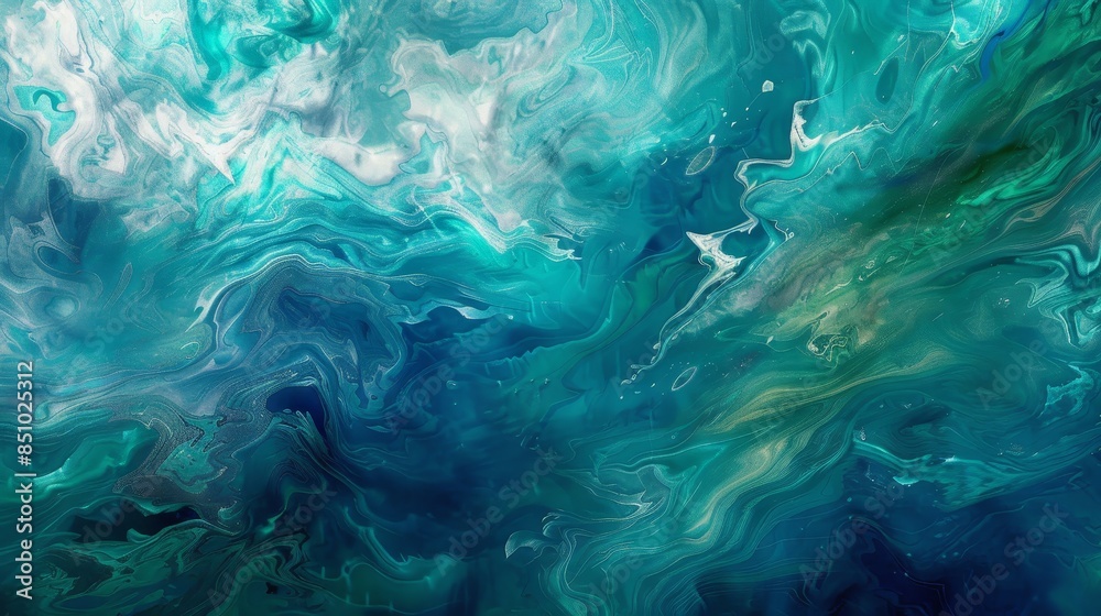Intertwining translucent blues and greens depict abstract oceanic depth and motion Intertwining translucent blues and greens depict abstract oceanic depth and motion