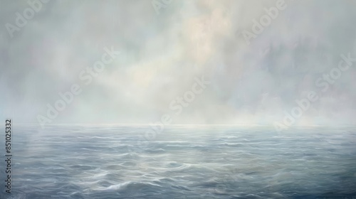 Fog drifts lazily across a pastel-toned seascape creating serenity © javier