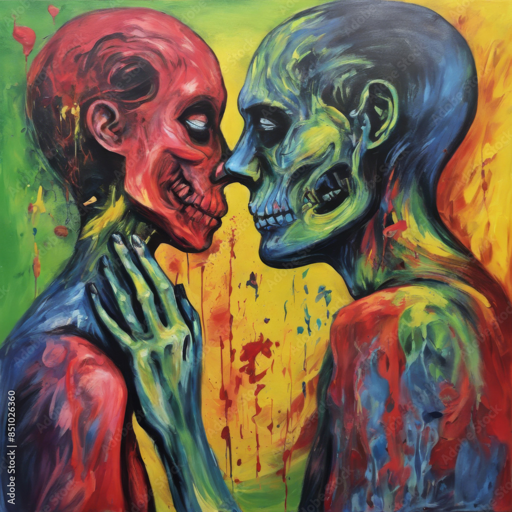 Naklejka premium toxic relationship, painted like an art therapy piece Generate AI