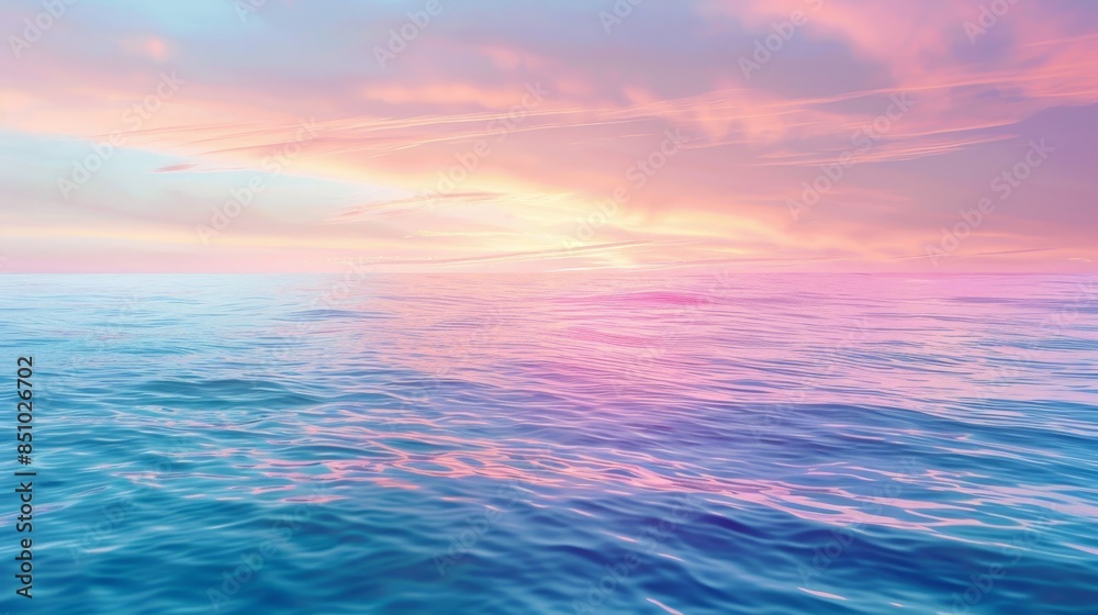 Obraz premium Subtle aquamarine lavender pink and coral gradients suggest an ocean sunrise