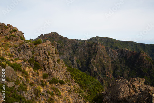 Mountain trail Pico do Arieiro, one of the highest mountains in Madeira, Portugal