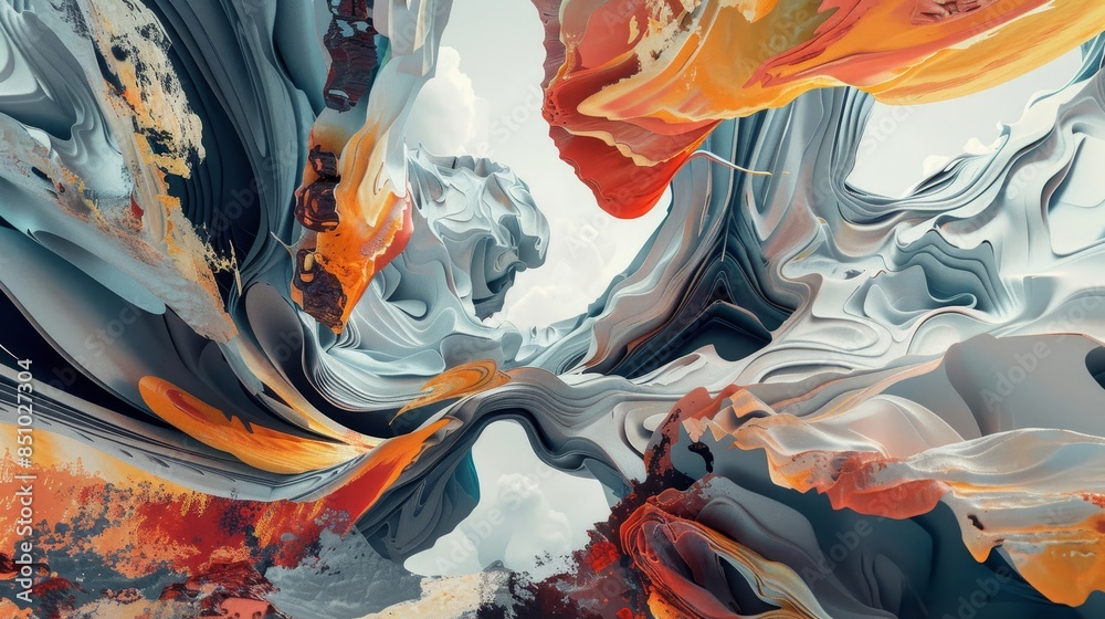 Surreal shapes in bold colors evoke dreamlike unreality Surreal shapes in bold colors evoke dreamlike unreality