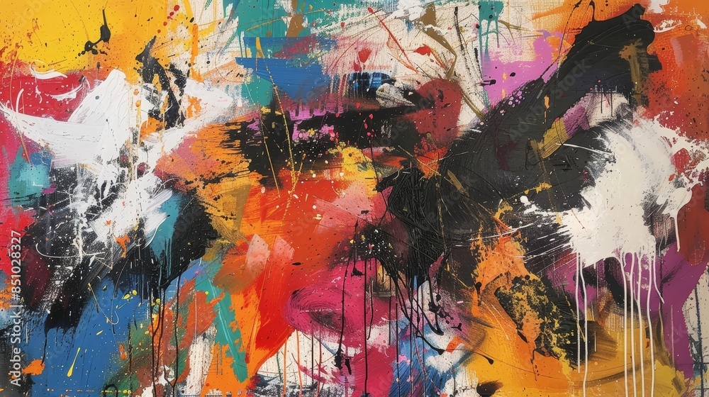 Fototapeta premium Spontaneous color strokes capture fleeting energy