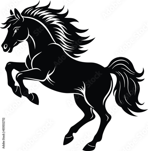 Vector image of a silhouette of a mythical creature of pegasus on a white background.