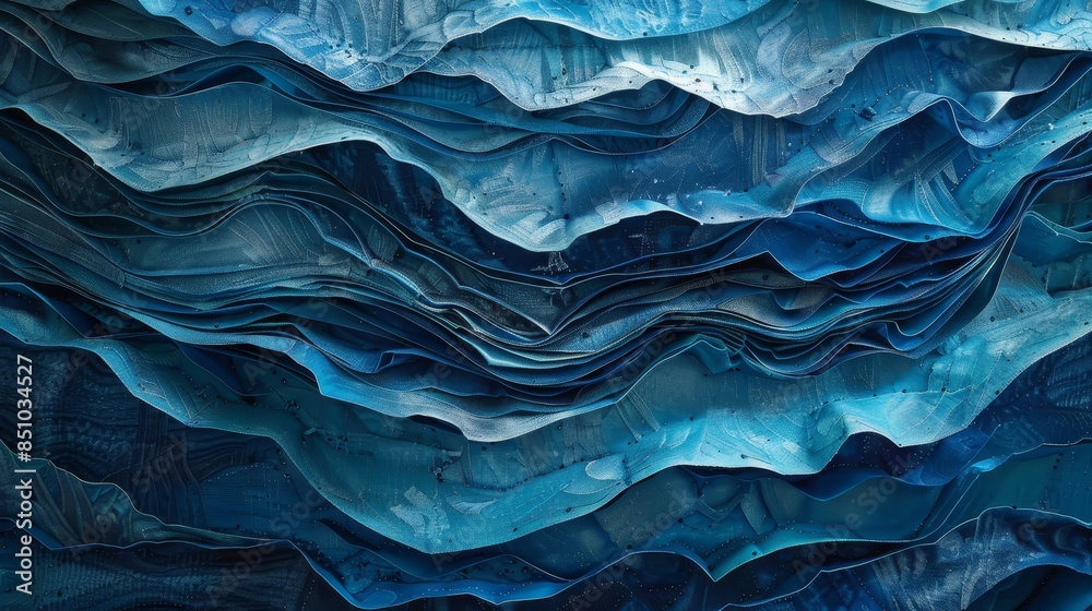 Blue textures layered like rippling water or fabric