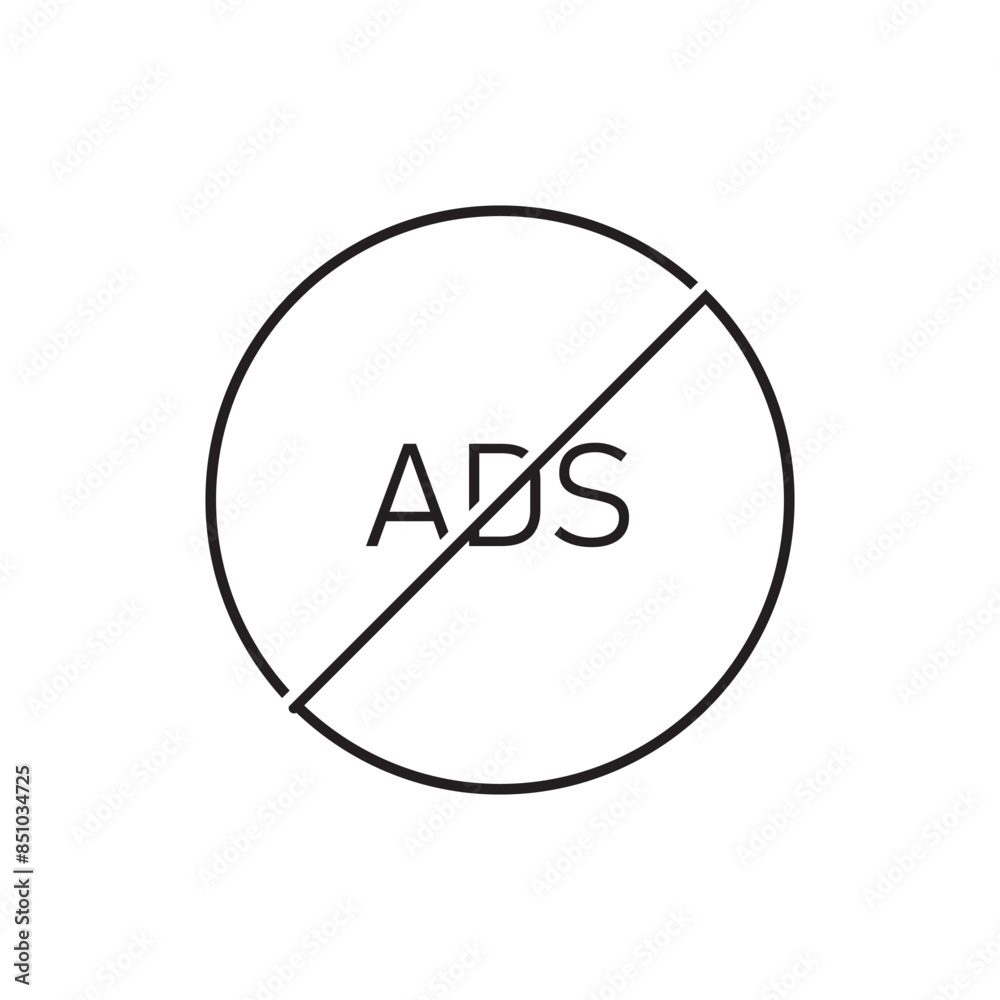 No ads icon design, isolated on white background, vector illustration No ads icon design, isolated on white background, vector illustration