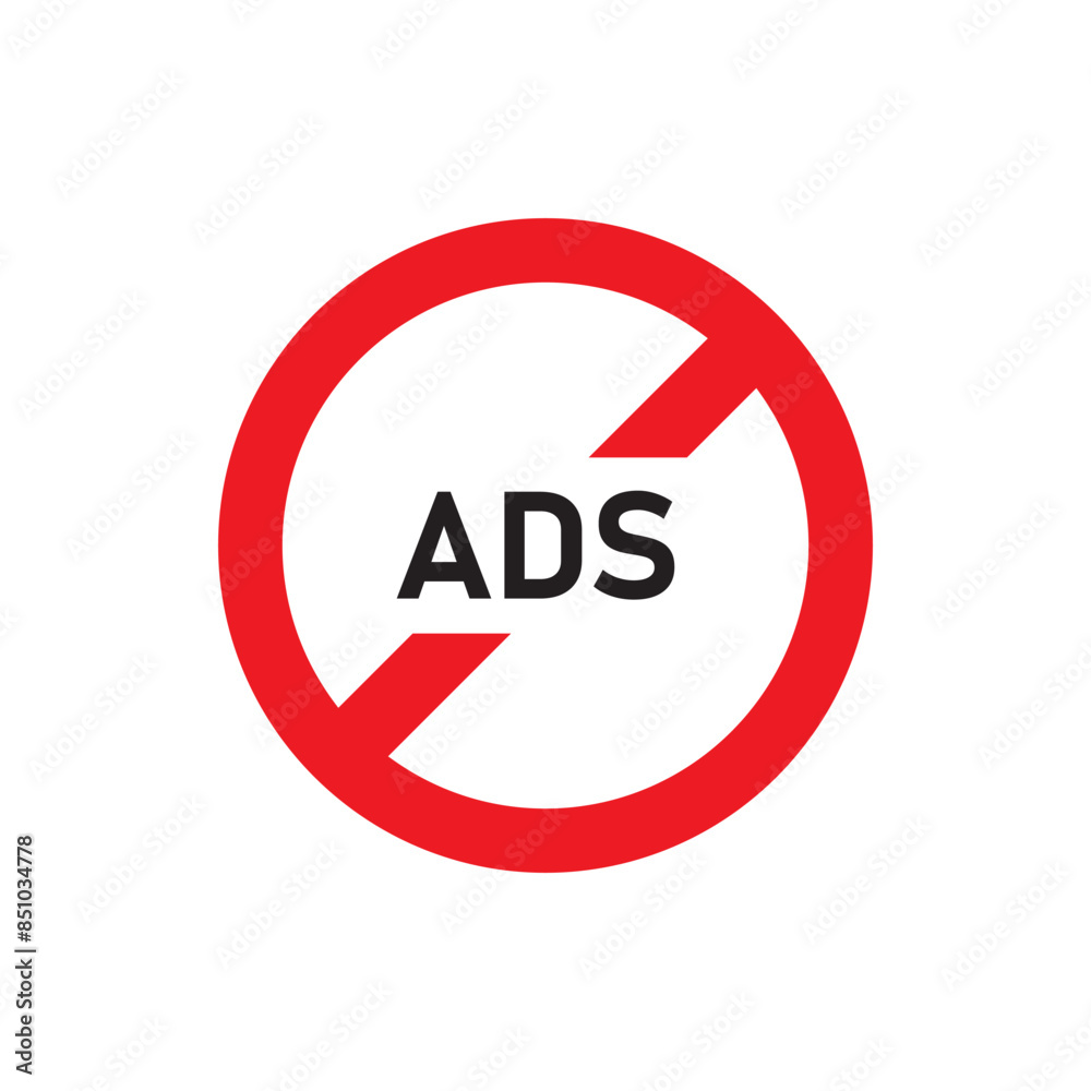 No ads icon design, isolated on white background, vector illustration No ads icon design, isolated on white background, vector illustration