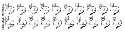 set of cats sitting vector silhouette