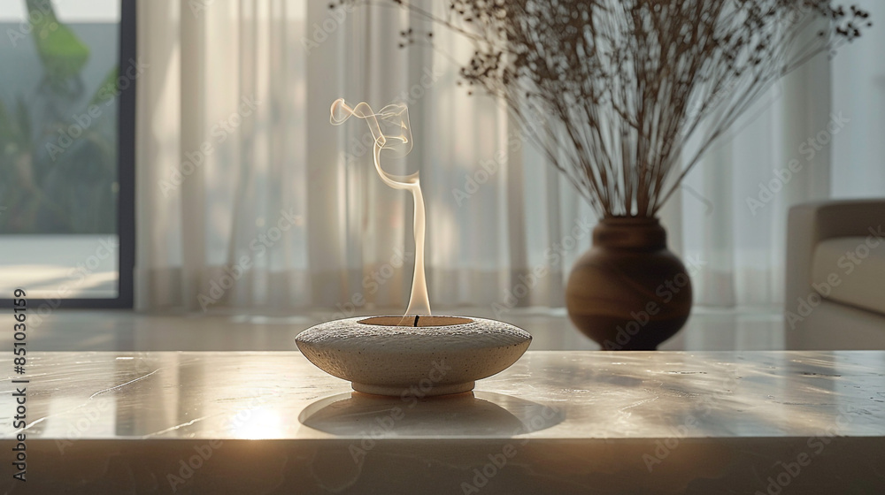 a burning aroma candle for meditation stands on the table a burning aroma candle for meditation stands on the table