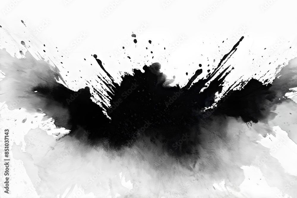 Abstract ink splatter, dynamic black on white Abstract ink splatter, dynamic black on white