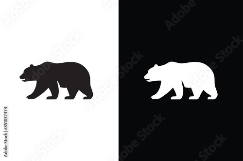 Vector illustration logo bear silhouette. Bear silhouette flat vector icon for animal wildlife.