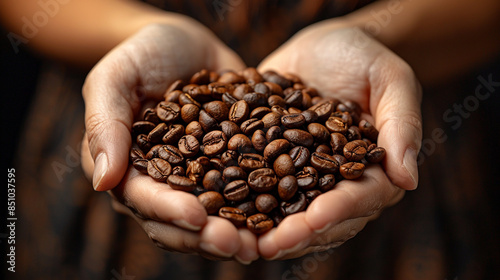 coffee beans in hands