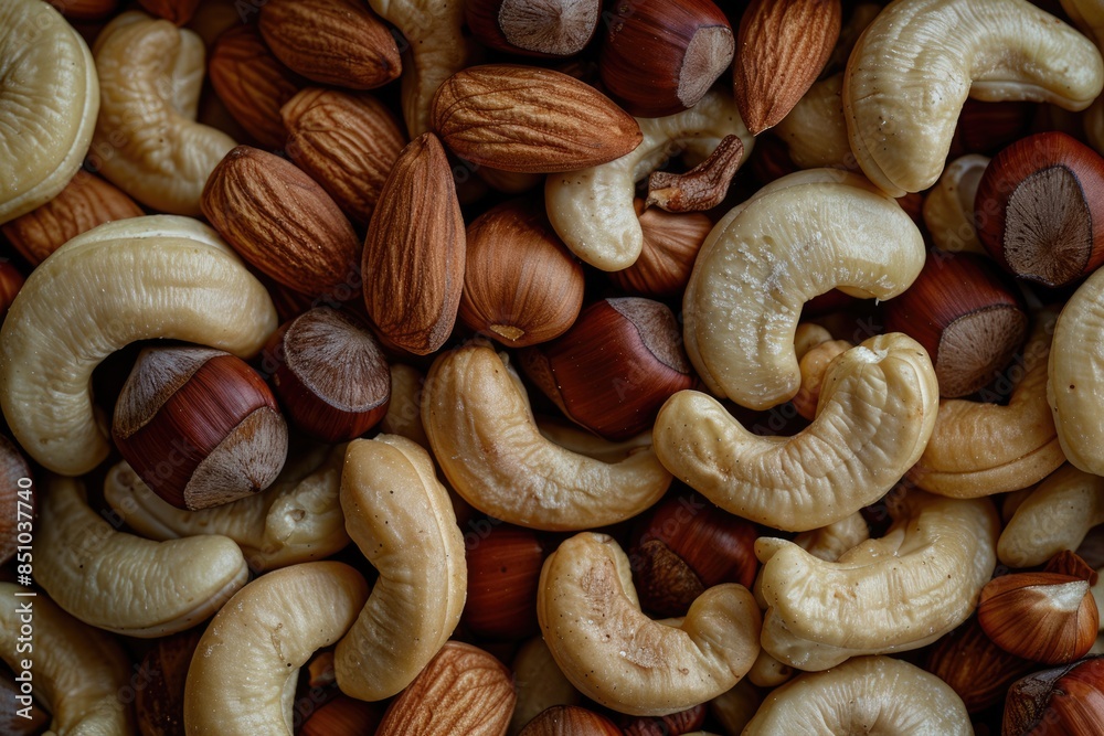 Mixed Nuts. Pile of Organic Raw Cashew Nuts and Brown Seeds in Nature Mixed Nuts. Pile of Organic Raw Cashew Nuts and Brown Seeds in Nature