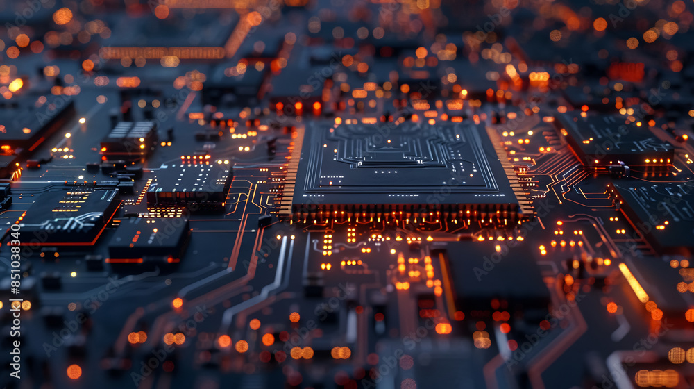 Electronic circuit computer microchips close-up Electronic circuit computer microchips close-up
