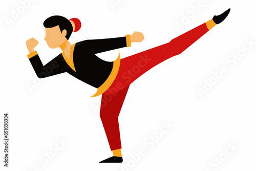 kung fu kick fighting vector illustration