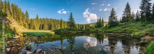 Stunning panorama background from the Mummelsee in the Black Forest on the Black Forest High Road, with reflection in the water © Abdul Rehman
