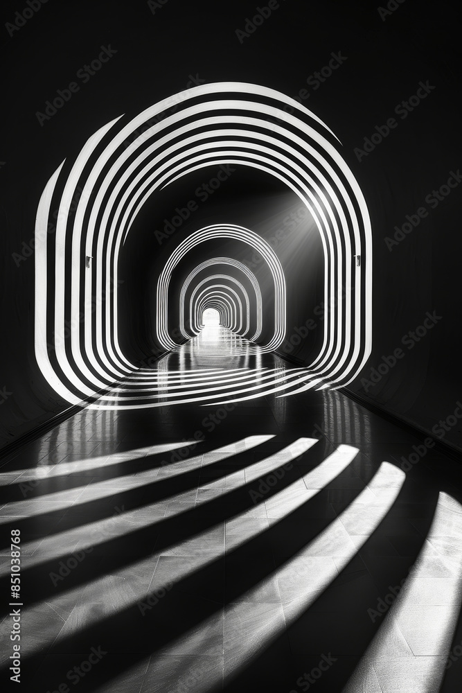 Naklejka premium Infinite Black and White Tunnel