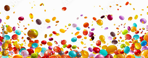 Colorful candy falling on a white background in the style of Anniversary. Vector illustration with a white background in PNG format, created digitally as vector art.