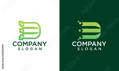 Abstract letter D Tech logo template