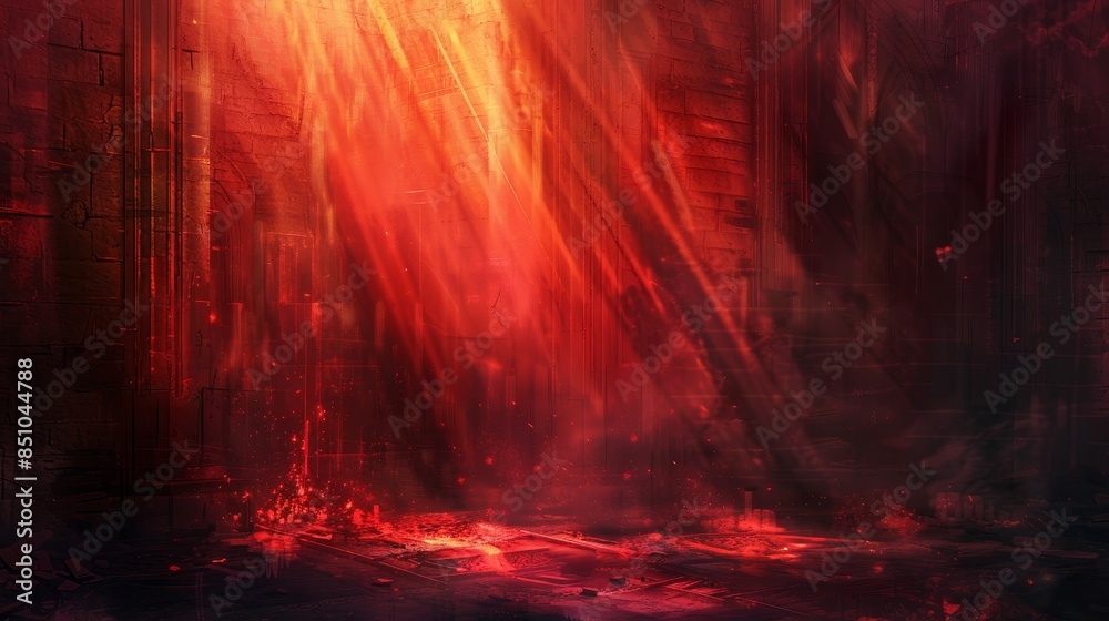 Obraz premium Crimson rays piercing darkness warm incandescent glow