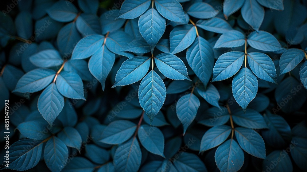A close-up of a blue plant with green leaves on the top and bottom, displaying both sides of the foliage at the base A close-up of a blue plant with green leaves on the top and bottom, displaying both sides of the foliage at the base