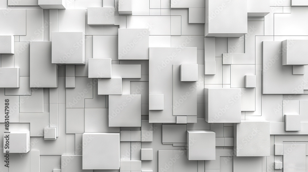 Close-up image of a white wall featuring squares and rectangles of diverse sizes and shapes in various hues Close-up image of a white wall featuring squares and rectangles of diverse sizes and shapes in various hues