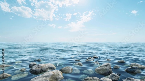 Sea and rocks with empty space natural backdrop photo