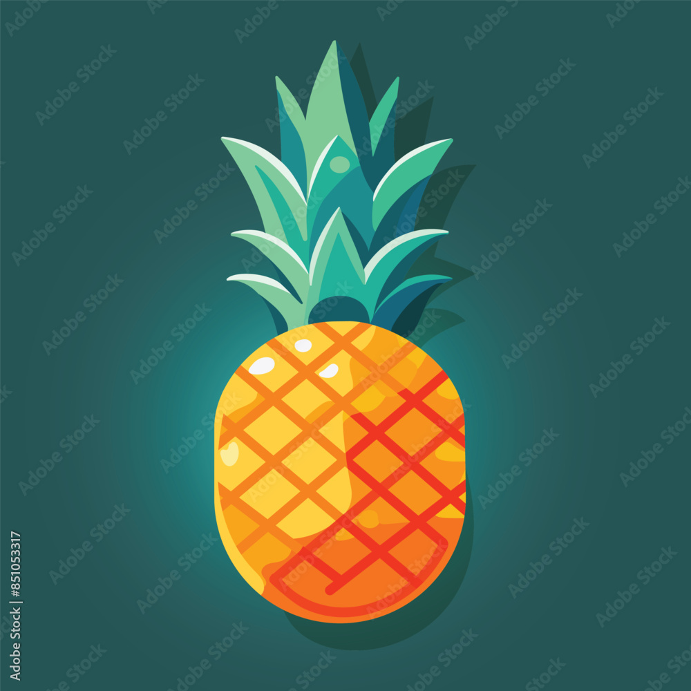Pineapple with leaf in flat style. Tropical fruit icon isolated on white background. Vector illustration Pineapple with leaf in flat style. Tropical fruit icon isolated on white background. Vector illustration