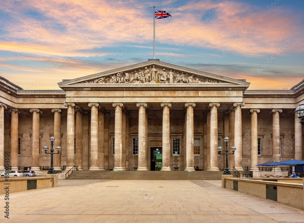Main entrance of British museum in London, UK