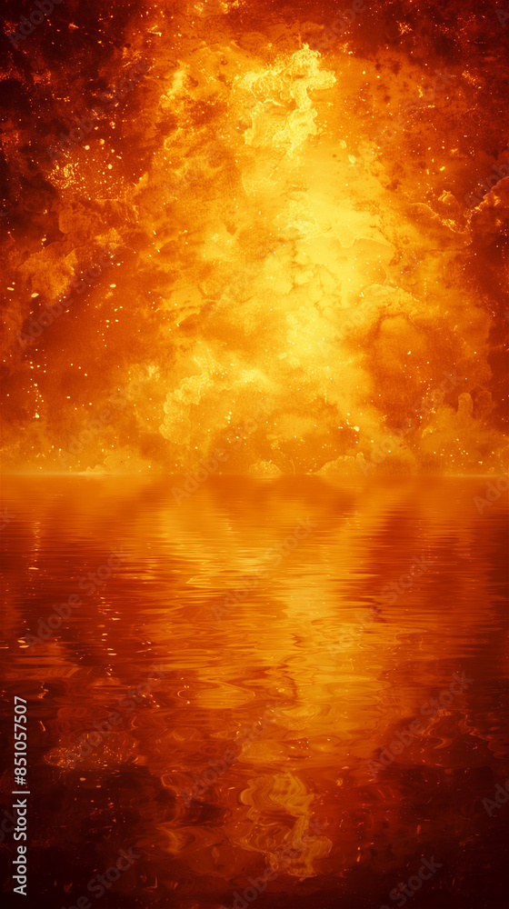Fototapeta premium Fire explosion on the water. High quality illustration