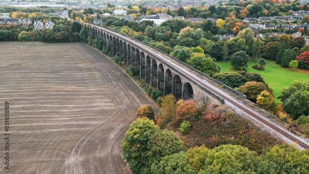 Cinematic aerial clip of the famous Penistone Railway Viaduct. Yorkshire, UK Cinematic aerial clip of the famous Penistone Railway Viaduct. Yorkshire, UK