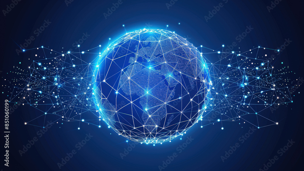 Global Network Connection Concept at Night Global Network Connection Concept at Night