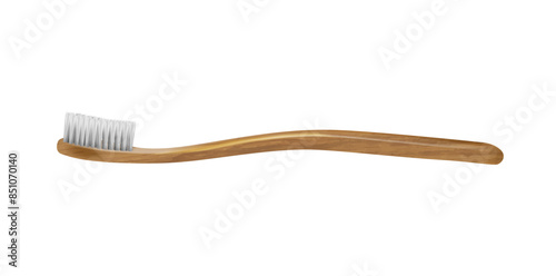 Realistic Wooden Toothbrush Isolated On White Background, Health Accessory Vector Illustration.	