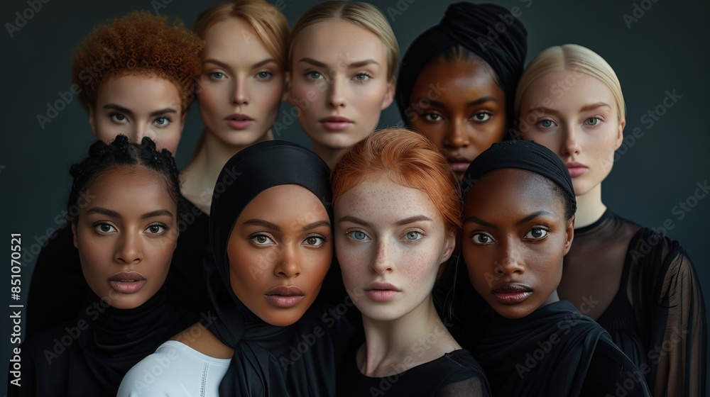 Portrait of diverse group Of beautiful women, photo Portrait of diverse group Of beautiful women, photo