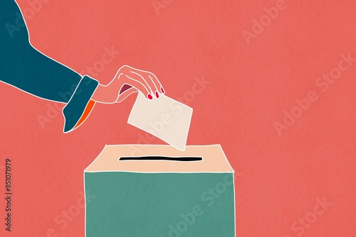 Illustration of a hand casting a vote in an election