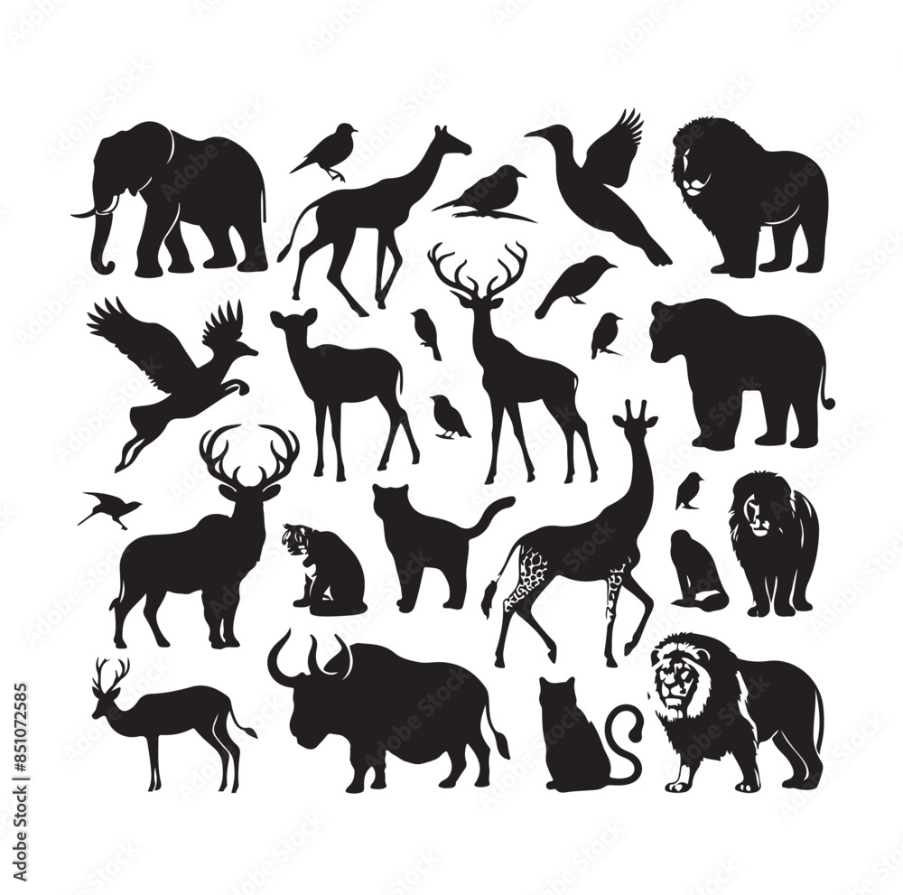Naklejka premium vector set of animals silhouette