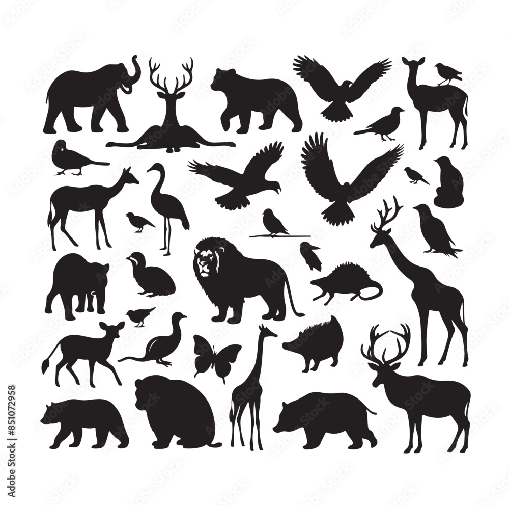 Naklejka premium vector set of animals silhouette