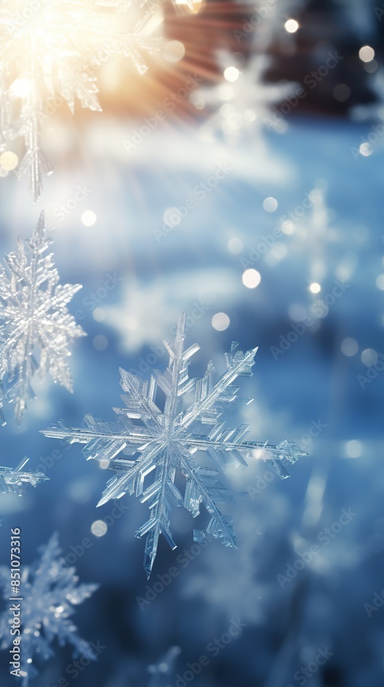 Christmas accessories, snowflakes and a light background create the perfect decoration for New Year's event Christmas accessories, snowflakes and a light background create the perfect decoration for New Year's event