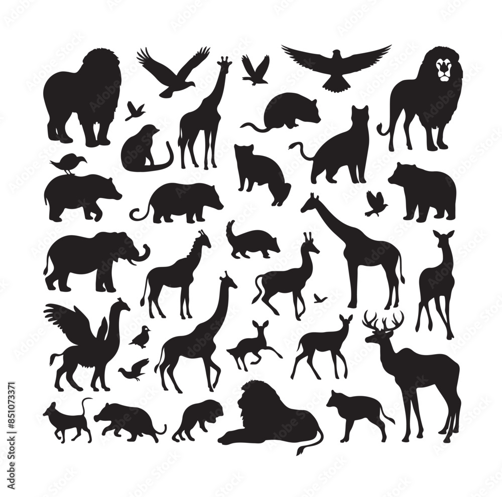 vector set of animals silhouette vector set of animals silhouette
