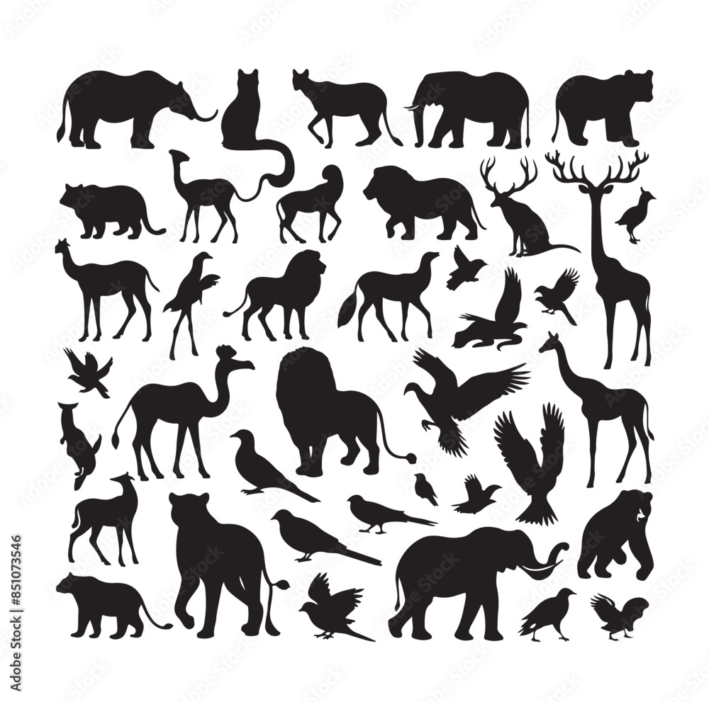 Fototapeta premium vector set of animals silhouette