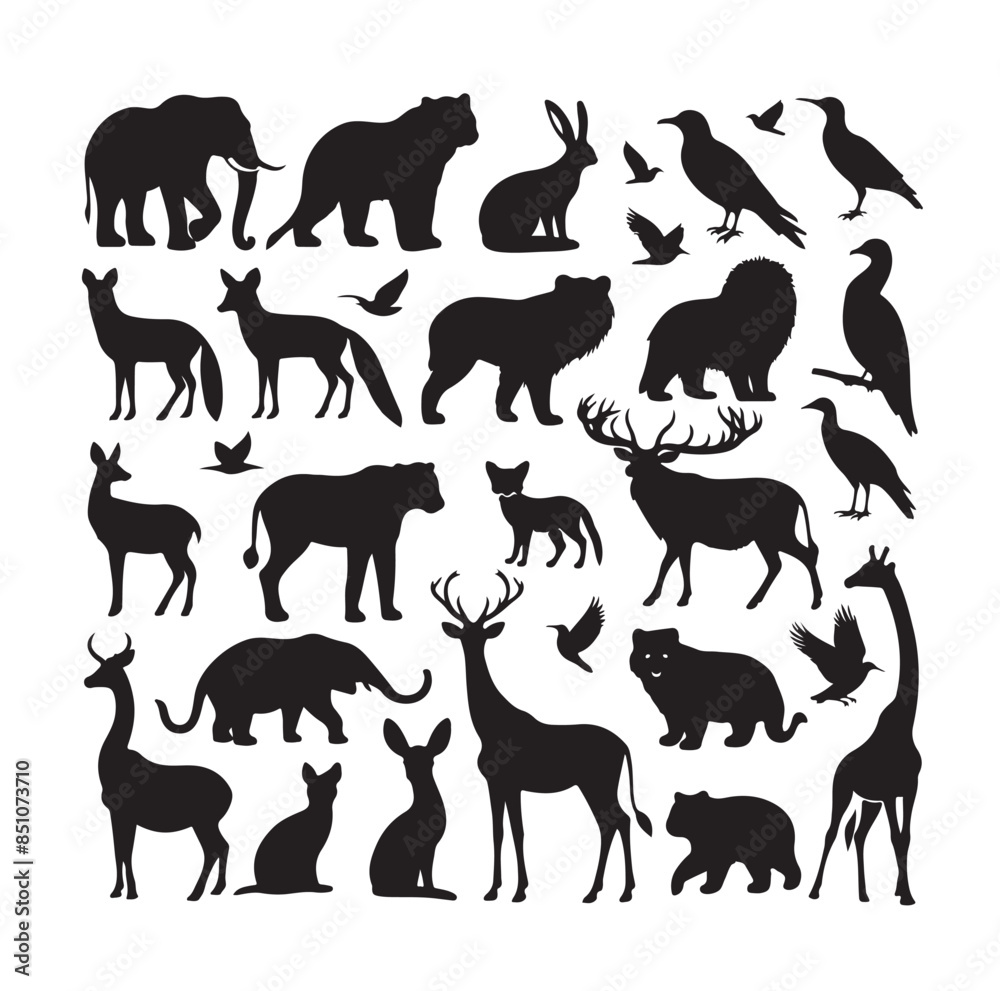 vector set of animals silhouette vector set of animals silhouette