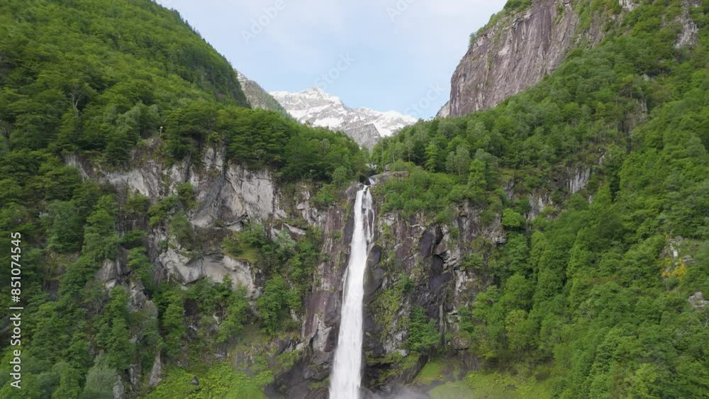 Aerial View of a Waterfall in the Italian Alps Aerial View of a Waterfall in the Italian Alps