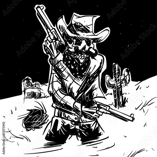 Ghost sheriff of the desert vector illustration