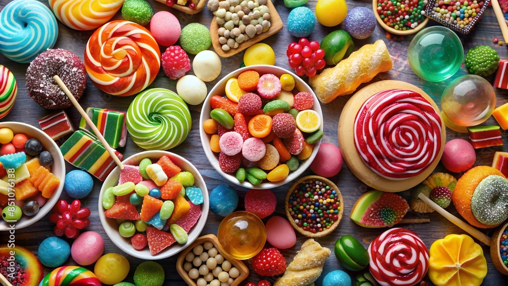 Fototapeta premium lots of sweets, candies and lollipops