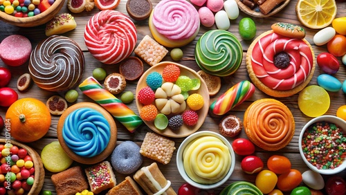 lots of sweets, candies and lollipops