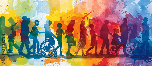 Illustration of Diverse People Including Men, Women, and Person in Wheelchair - Concept of Diversity and Inclusion © RJ.RJ. Wave