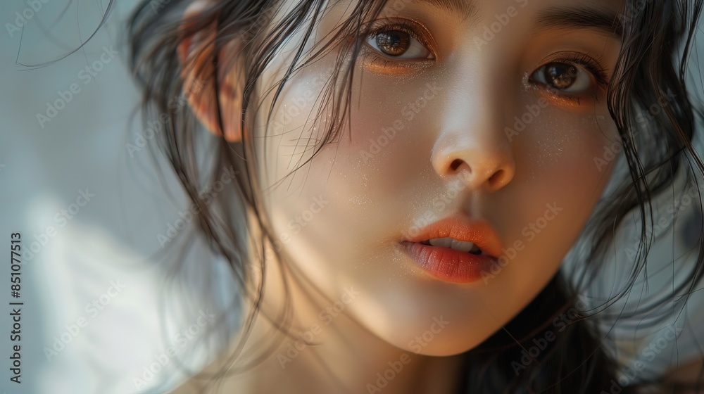young k-pop woman close-up portrait, photo young k-pop woman close-up portrait, photo