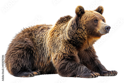Wallpaper Mural View from side of brown bear isolated on white background, transparent background Torontodigital.ca