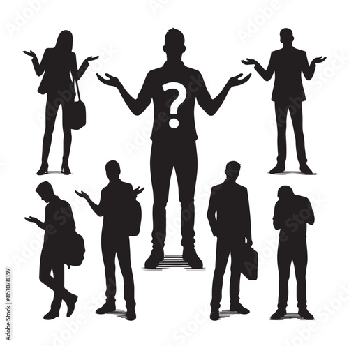 silhouettes of wondering person vector illustration